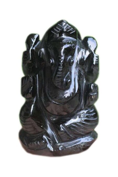 Crystal Ganesha Idol for Home D?cor Peace and Serenity Happy Man for Good Luck, Wealth, Prosperity at Home,Office Ganesha Idol For Gift Item (Black-Obsidian)