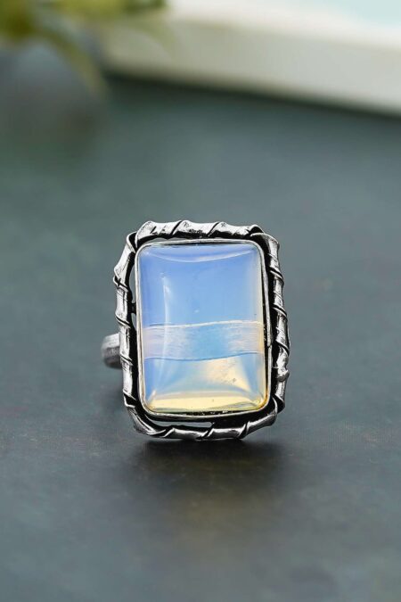 Arts Crystal Products Natural Labradorite Ring Set for Women,Vintage Joint Knuckle Stackable Rings Oval Gemstone Ring