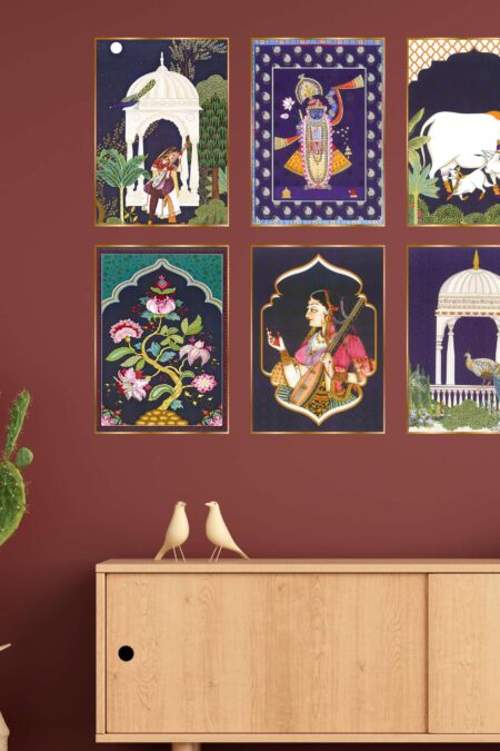 Set of Six Wall Paintings for Wall Dacoration Golden Framed Wall Paintings for Living Room & Bedroom Wall Art for Home Decoration & Office Wall Décor (17x13 inch CH-GD6-3)